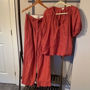 Women's coral linen set